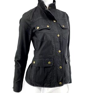 J Crew Waxed The Downtown Field Jacket SZ-S Olive Green Cargo Military Utility